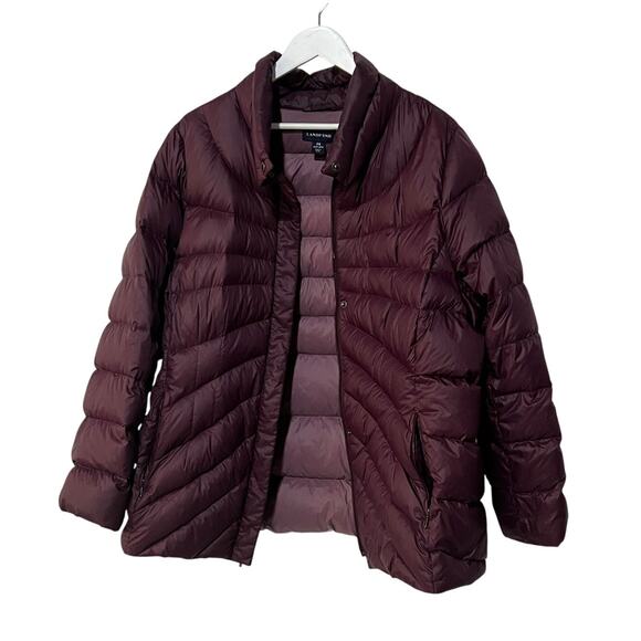 Lands' End 2X Women's Plus Size Down Puffer Jacket 2X 20-22W Purple EUC - Picture 9 of 11